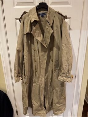 Vintage 1990s Polo Ralph Lauren Classic Khaki Trench Coat